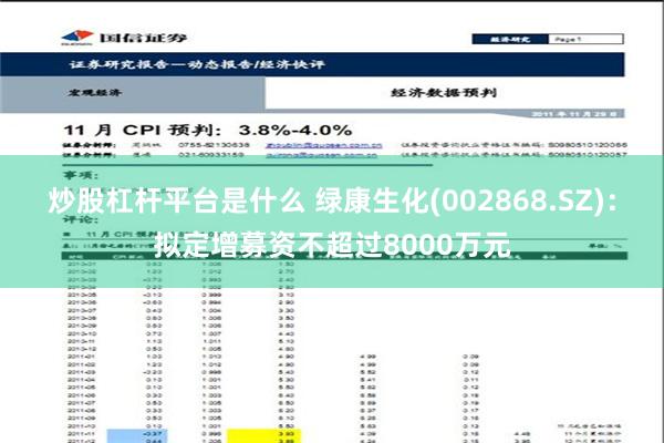 炒股杠杆平台是什么 绿康生化(002868.SZ)：拟定增募资不超过8000万元