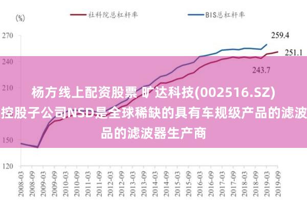 杨方线上配资股票 旷达科技(002516.SZ)：芯投微控股子公司NSD是全球稀缺的具有车规级产品的滤波器生产商